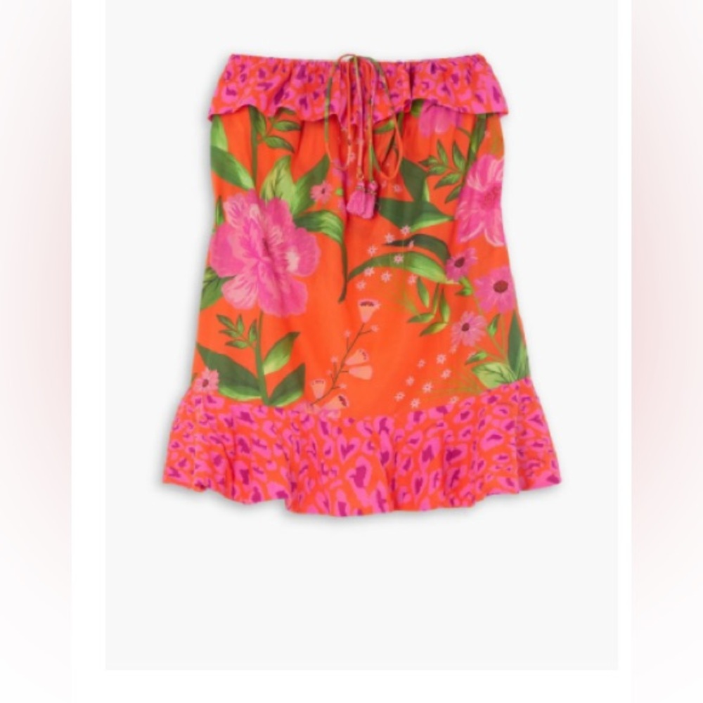 NWT FARM RIO
Romantic Garden and Pop Short strapless printed cotton coverup L